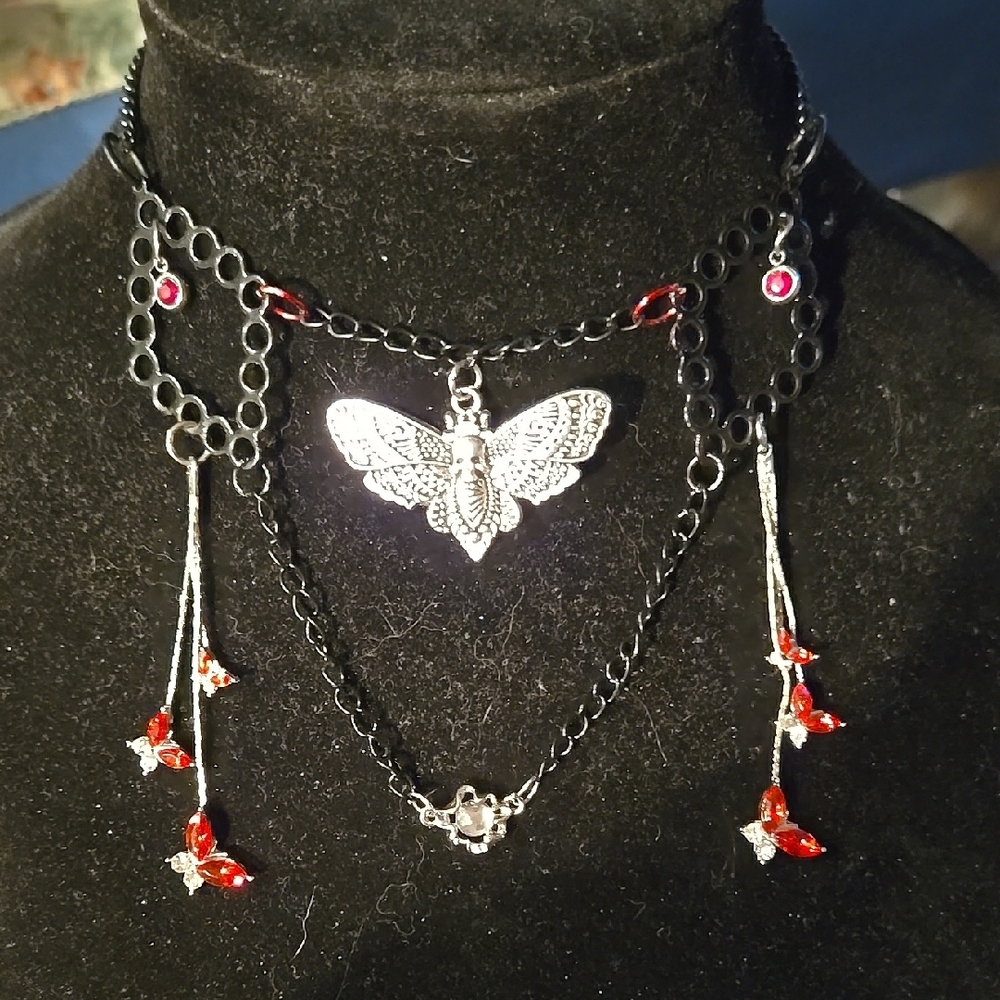 Black and Silver Butterfly Choker/Adjustable Necklace